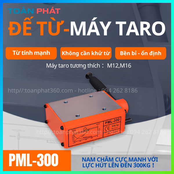 Đế từ lắp máy taro - lực hút 300kg - nam châm vĩnh cửu