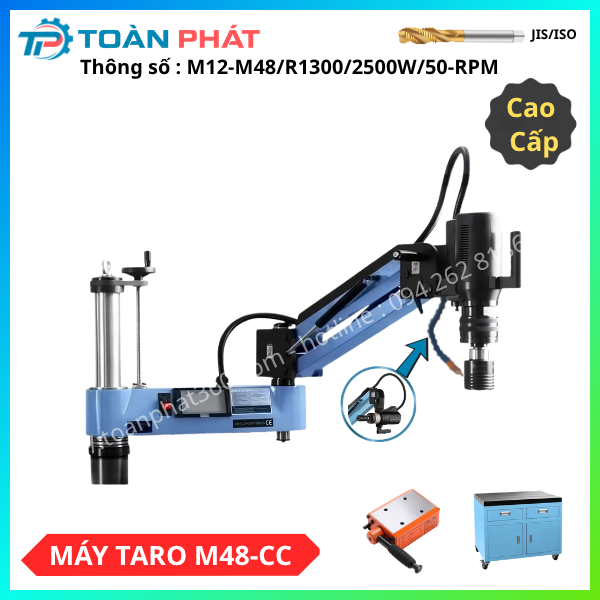Máy Taro Điện M12-M48 Màn Hình Cảm Ứng Tiếng Việt / Bản Tiêu Chuẩn / Động Cơ Servo / Trục Vit-me Nâng Hạ Thân Máy
