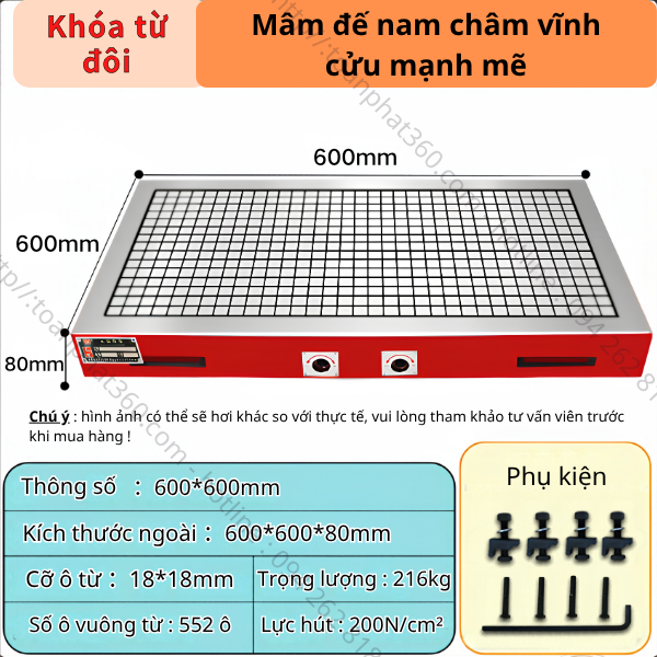 Bàn từ cơ 600×600 – Gá Kẹp Phôi Chính Xác - Ảnh 2
